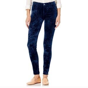 J BRAND dark blue velvet mid-rise super skinnies, Sz 29.